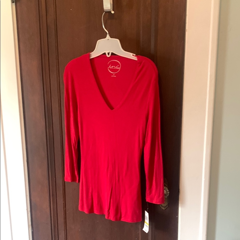 INC International Concepts Red Fitted Blouse